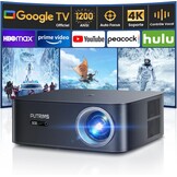 Zwarte Smart Beamer 4K met Google TV, 1500 ANSI Lumens, WiFi6 & Bluetooth