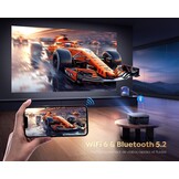 Zwarte Smart Beamer 4K met Google TV, 1500 ANSI Lumens, WiFi6 & Bluetooth