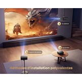 Zwarte Smart Beamer 4K met Google TV, 1500 ANSI Lumens, WiFi6 & Bluetooth