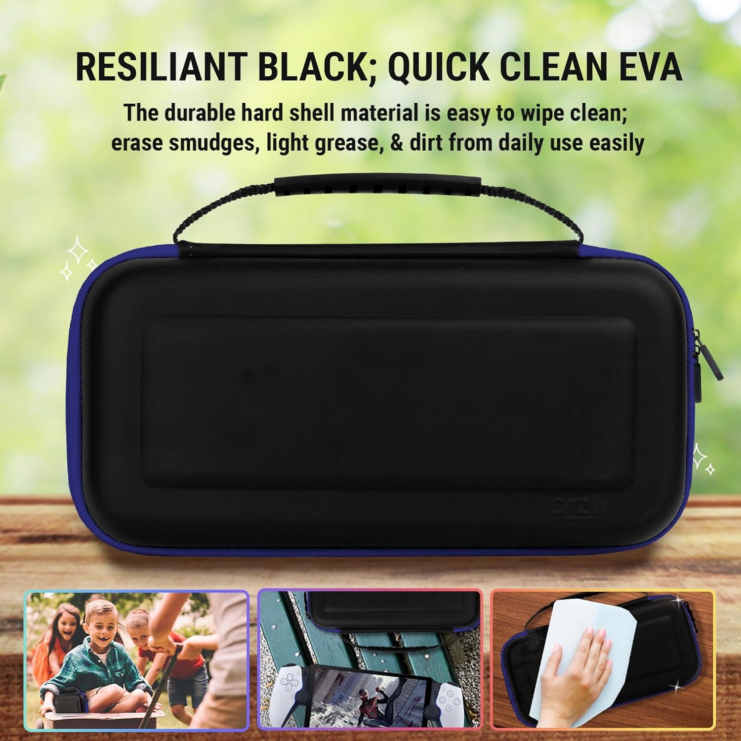 Orzly Draagtas ontworpen voor Playstation Portal Remote Player voor PS5-console bevat accessoires, reis- en opslagbescherming voor headset-oplader en meer zwart/blauw - Geschenkdoos editie