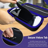 Orzly Draagtas ontworpen voor Playstation Portal Remote Player voor PS5-console bevat accessoires, reis- en opslagbescherming voor headset-oplader en meer zwart/blauw - Geschenkdoos editie