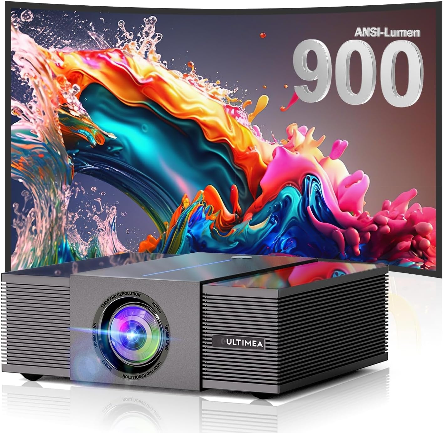 ULTIMEA Native Full HD 1080p beamer, 4K-projector, ondersteunt 900 ANSI, objectvermijding, automatische focus/keystone in 6D, wifi-bluetooth-overheadprojector voor iOS/Android/tv-stick