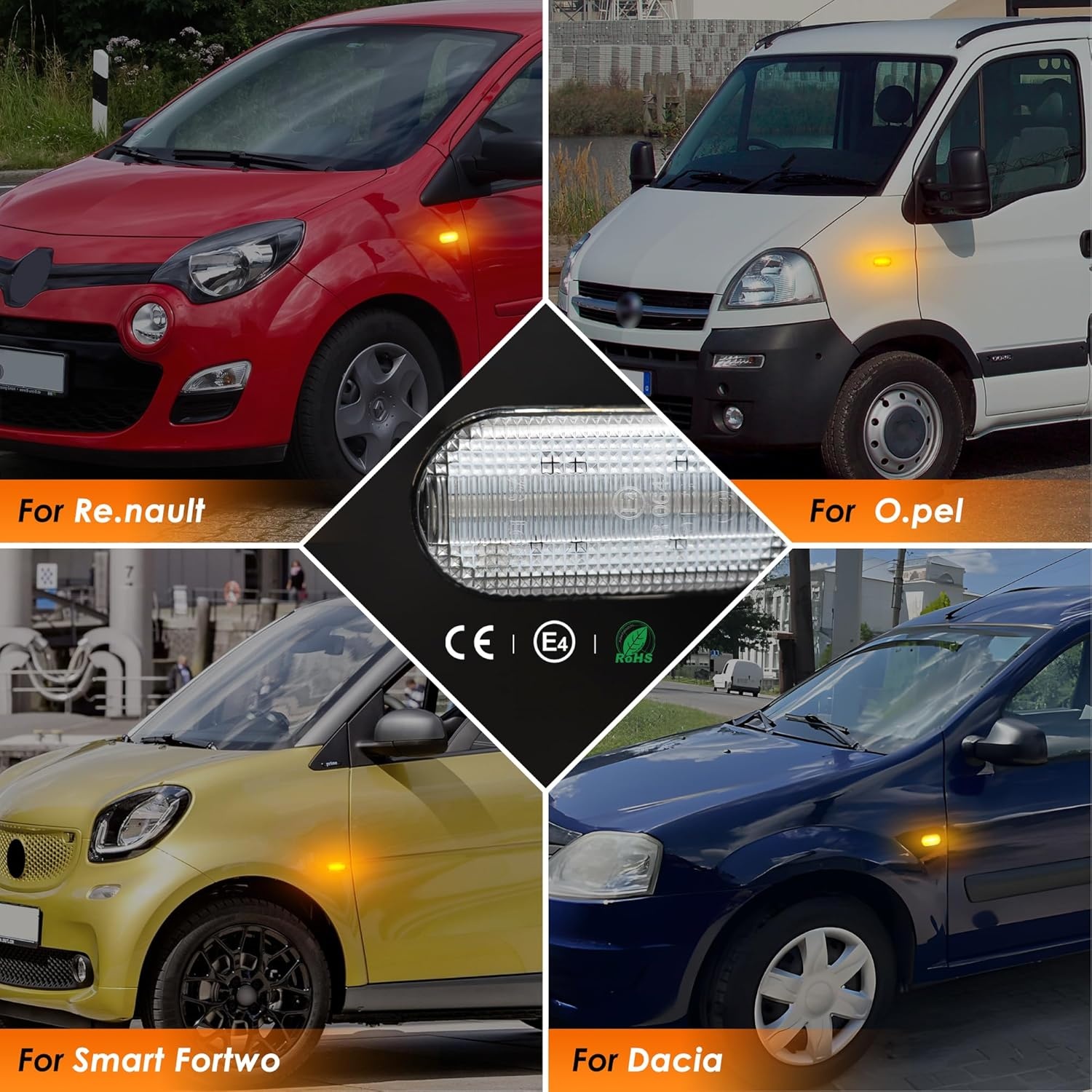 NSLUMO 2 stuks heldere lens, led-zijmarkeringslichten, knipperlichten voor R/enault N/issan Interstar O/pel