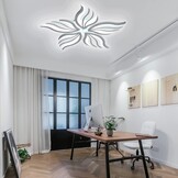 Becailyer Moderne Plafondlamp Bloemvorm 75cm Dimbare LED Chandelier met Afstandsbediening 48W Wit