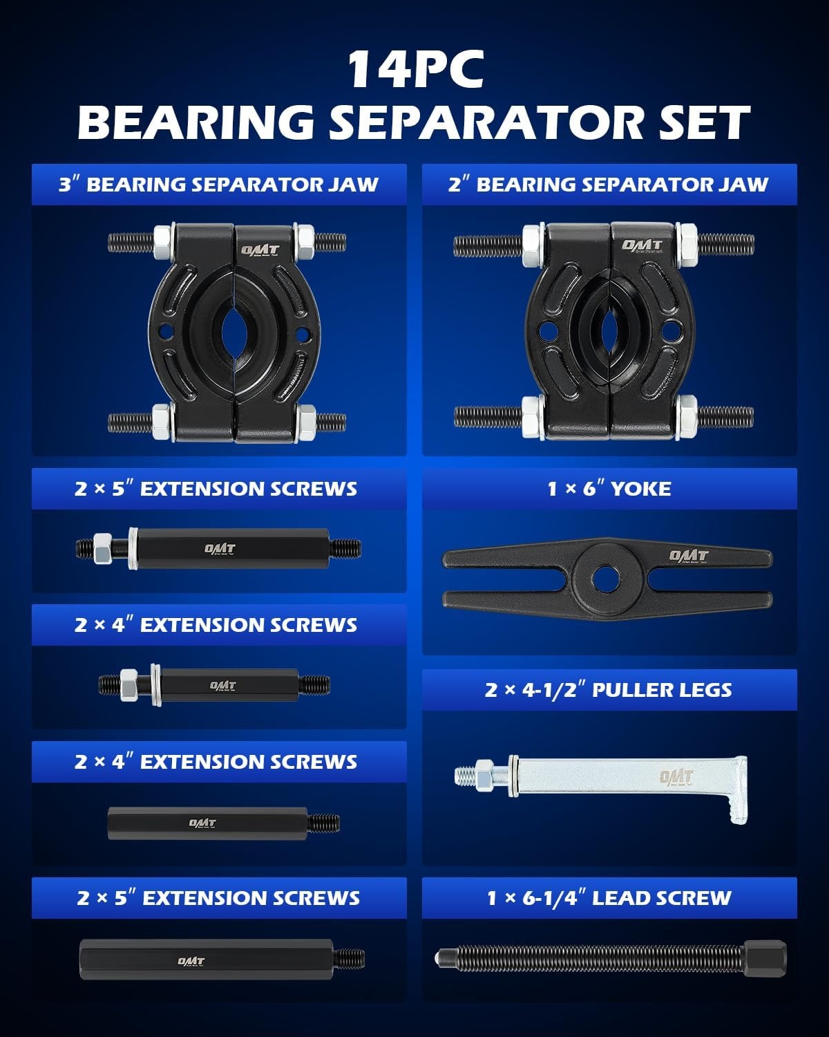 Heavy Duty Lagertrekkerset & Splijter 14-delig (34% Korting)