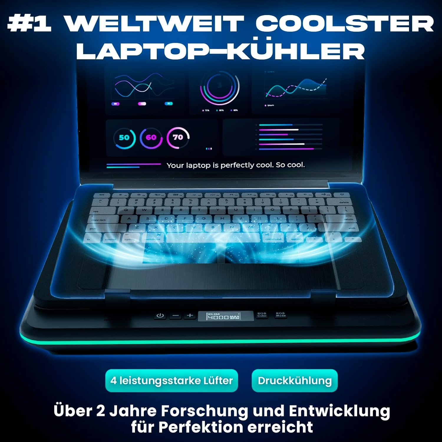 KLIM Turbofrost Laptop Koeler - Zwart - Voor 17 inch Laptops