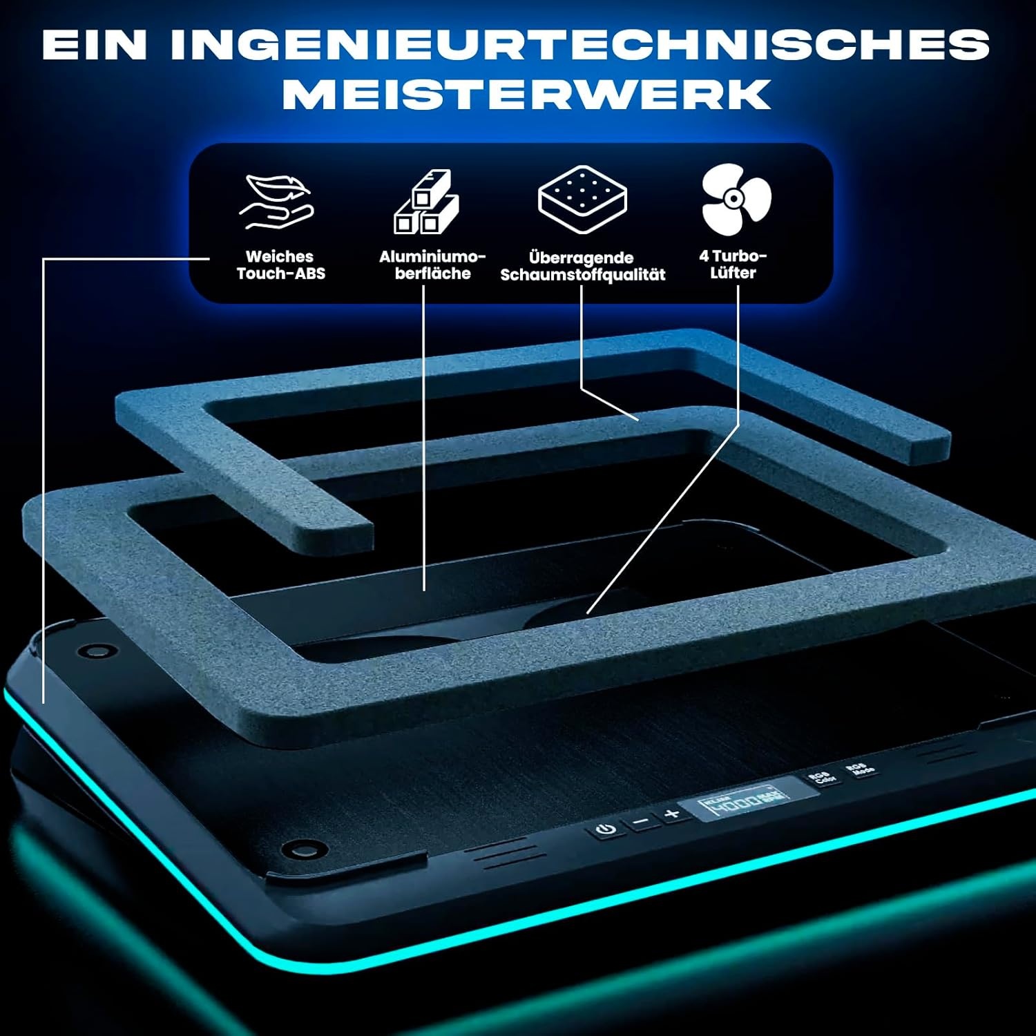 KLIM Turbofrost Laptop Koeler - Zwart - Voor 17 inch Laptops