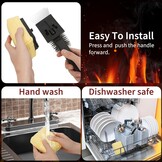 Grillborstel met hittebestendige kop, grillreinigingsborstel met lange borstelharen, roestvrijstalen spatel en extra lange warmte-isolerende handgreep, voor alle barbecues, zwart