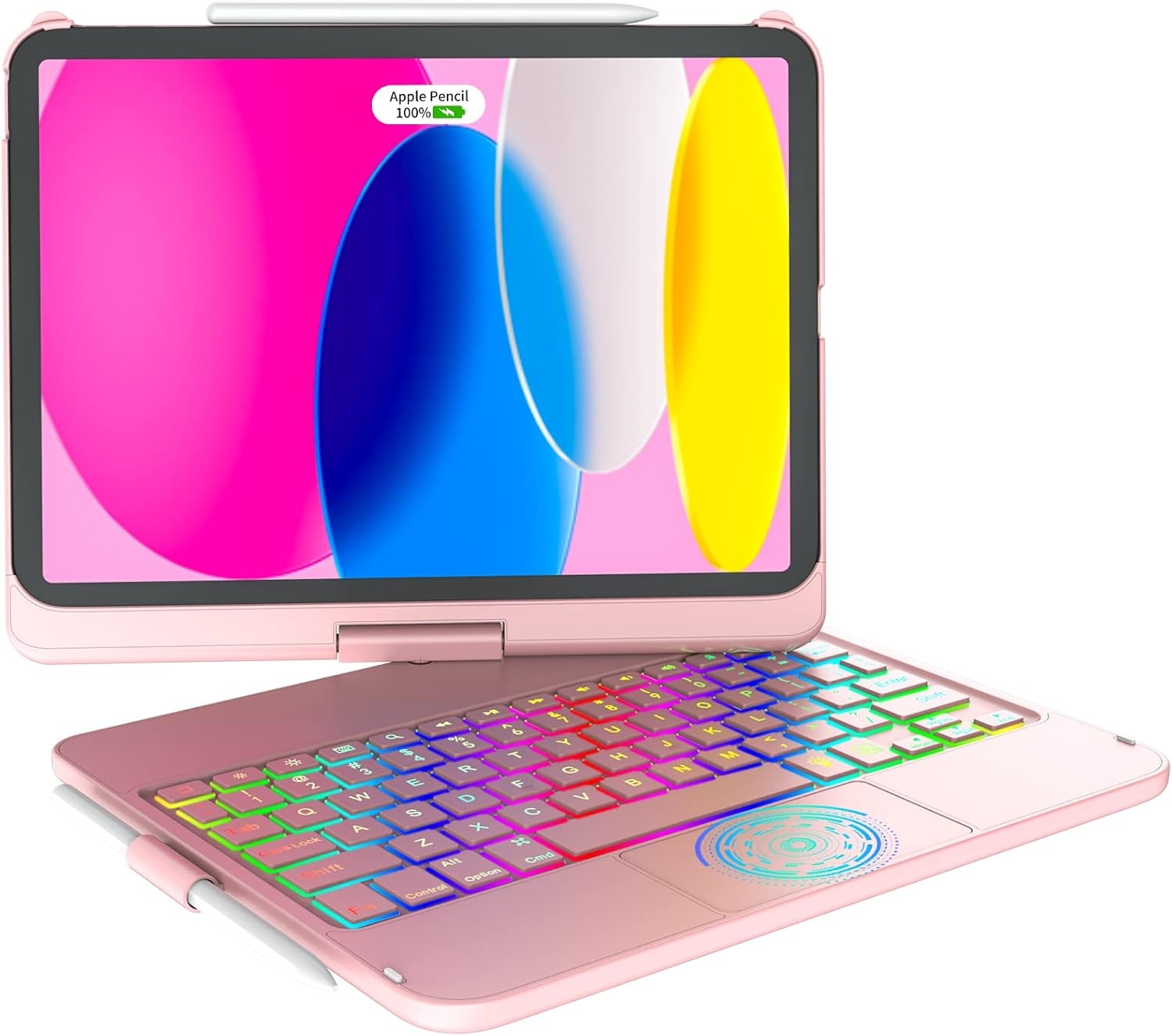Hoes met Toetsenbord & Stylus voor iPad 10e Gen 10.9" - 360° Draaibaar, Verlicht Spaans QWERTY