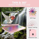 iPad Toetsenbordhoes 10.9 inch (10e generatie) 2022 met 10-kleurige achtergrondverlichting, 360° draaibaar, penhouder en Spaanse indeling