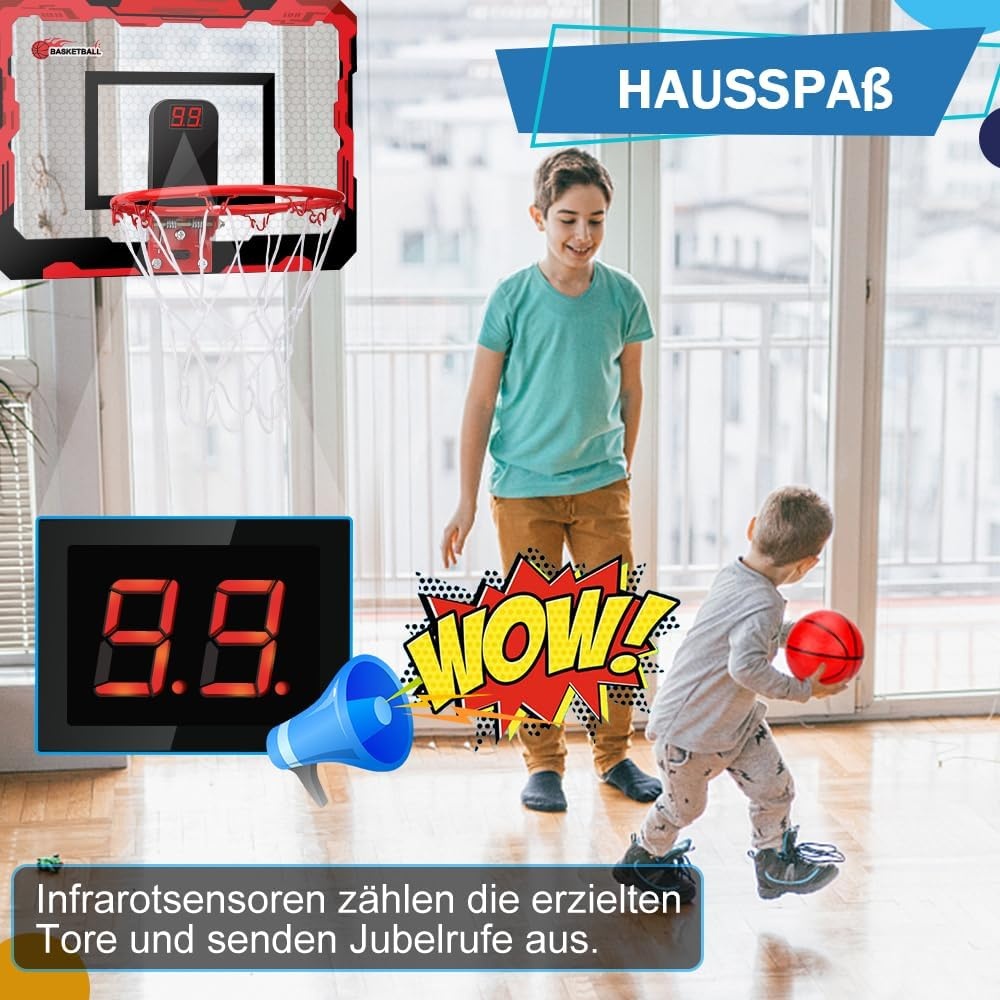 Mini-basketbalkorf, voor kinderen en volwassenen, boven de deur, basketbalbanden met 3 rubberen ballen, sportparty, gunsten voor thuis, kantoor, deurwand, cadeau voor jongens en meisjes