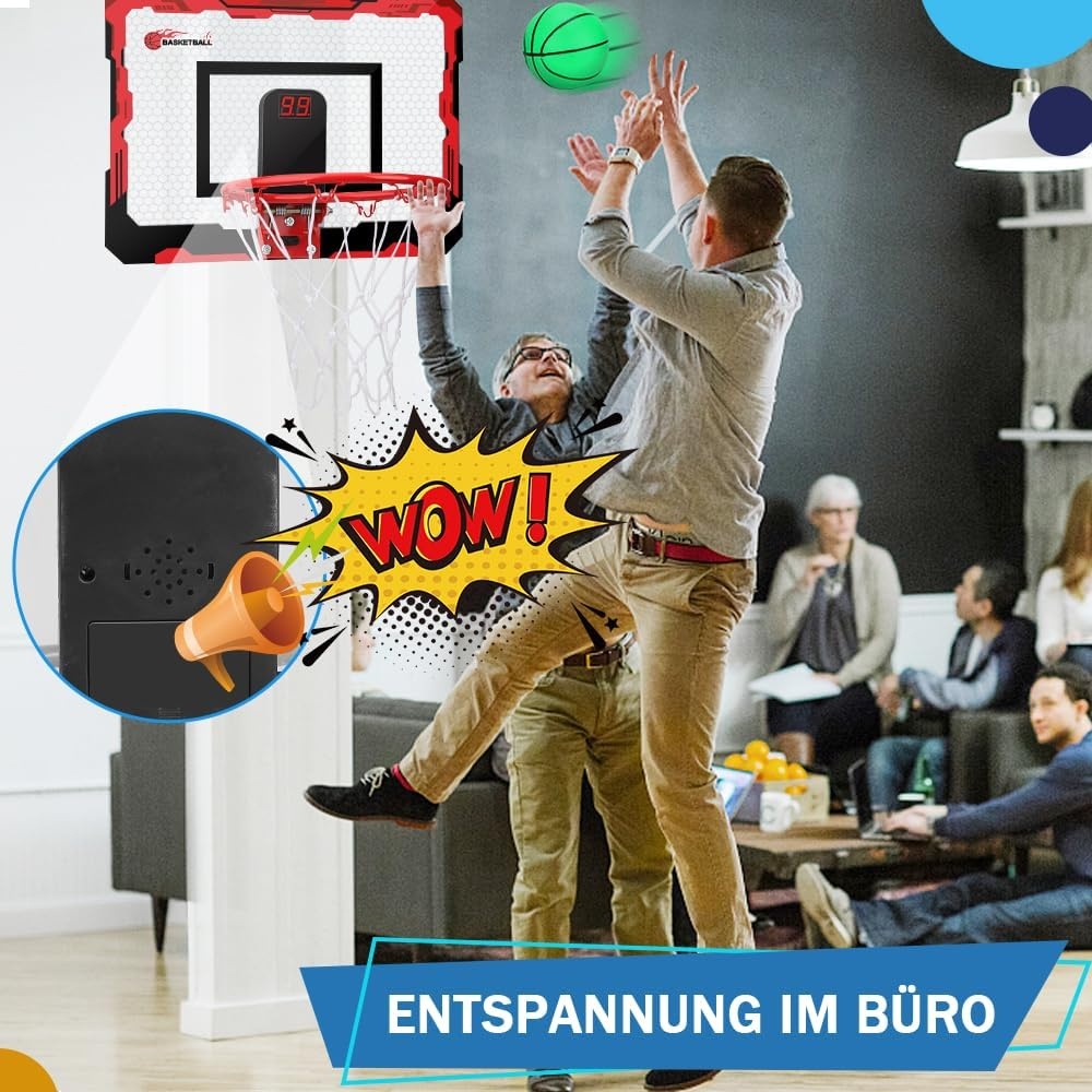 Mini-basketbalkorf, voor kinderen en volwassenen, boven de deur, basketbalbanden met 3 rubberen ballen, sportparty, gunsten voor thuis, kantoor, deurwand, cadeau voor jongens en meisjes