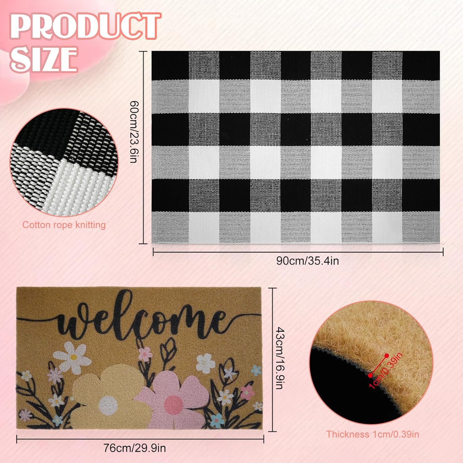 Set van 2 Buitenmatten Synthetische Kokos 90x60 cm - 27% Korting!