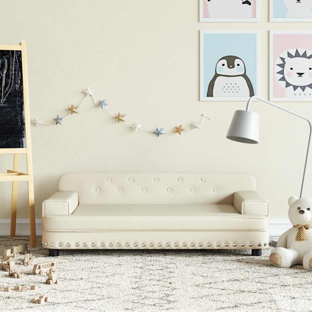 VidaXL Kinderbank Crème Kunstleer - 75% Korting!