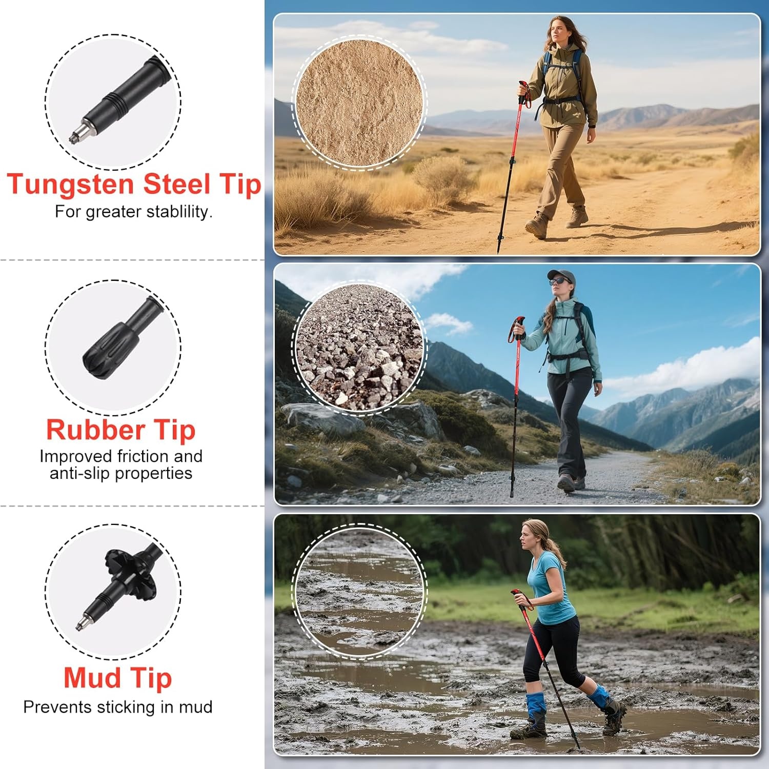 Ninonly Opvouwbare wandelstokken, carbon, Nordic Walking stokken voor dames en heren, lichte telescopische wandelstokken met EVA-handgreep en 3 punten, 150 kg draagkracht voor wandelingen, trekking