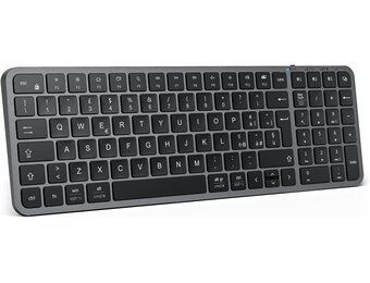 iClever Bluetooth-Toetsenbord, Draadloos en Oplaadbaar, Compact PC-Toetsenbord Voor Meerdere Apparaten Met Stabiele USB-C-Verbinding, Stil en Compatibel Met Mac Voor iPad