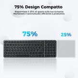 iClever Bluetooth-Toetsenbord, Draadloos en Oplaadbaar, Compact PC-Toetsenbord Voor Meerdere Apparaten Met Stabiele USB-C-Verbinding, Stil en Compatibel Met Mac Voor iPad