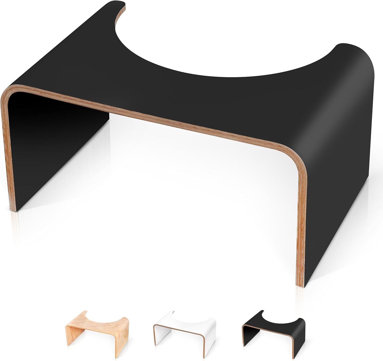 Well Care Fysiologische toiletkruk van zwart hout, gemaakt in Frankrijk, wc-voet voor volwassenen, kleine bank, voetsteun voor de positie van squatty, anti-constipatie