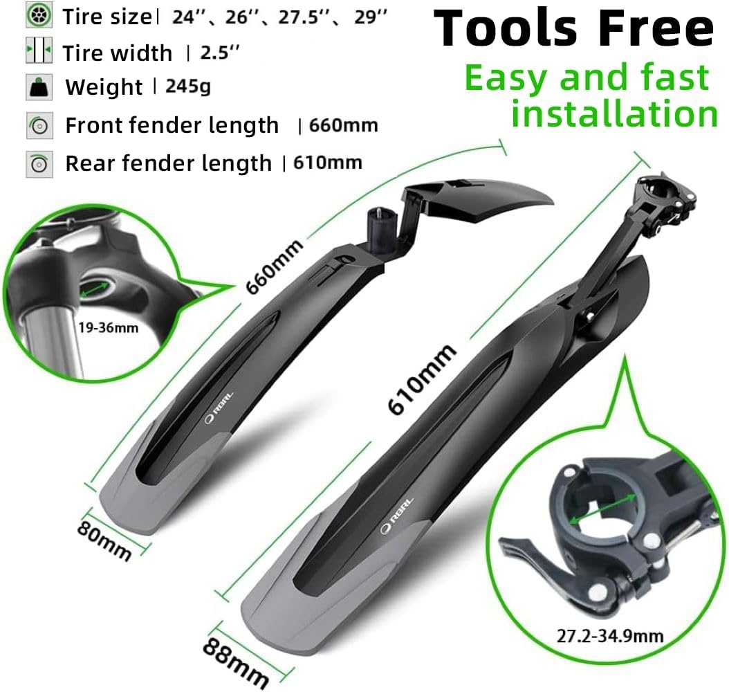 33% Korting: Universele Fietsspatbordset MTB 24-29" - Snelmontage