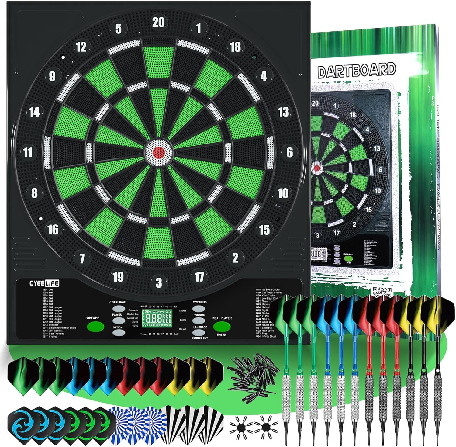 Elektronisch Dartbord Zwart | 46% Korting | 34 Spellen | 1-8 Spelers