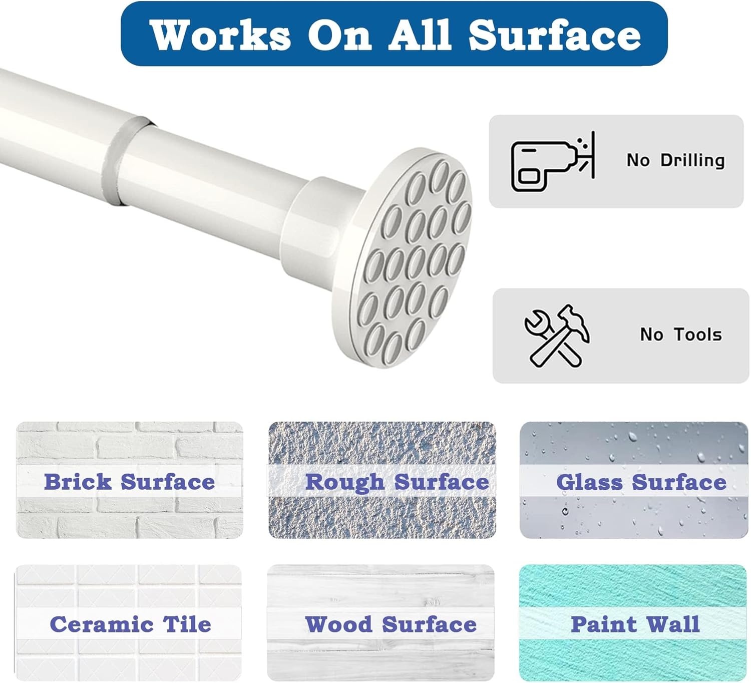 Telescopische gordijnroede, extra lang, 4 meter, geen boren nodig, kledingstang, voor badkamer, douchegordijn, slaapkamer, wit, 350-405 cm, doorsnede 32 mm