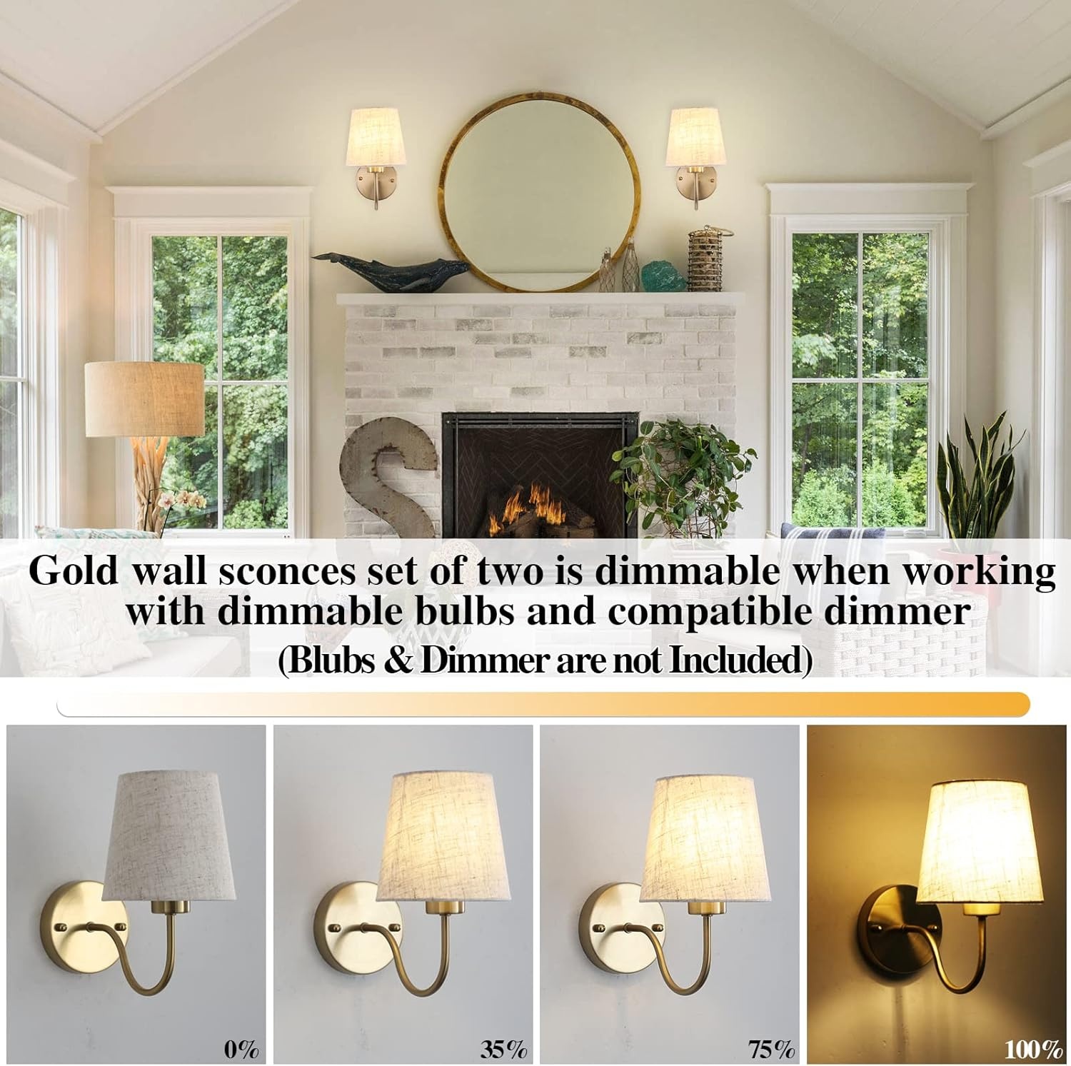 Set van 2 Gouden Wandlampen met E27 Fitting