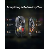 GravaStar Mercury M2 Gaming-muis – MMO gaming-muis voor computer met optische sensor 26.000 dpi – licht uitgehold design – 5 programmeerbare toetsen – 5 dynamische lichtsync RGB-modi – stealth zwart