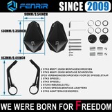 FENRIR Motorfiets Spiegels Stuurspiegel Achteruitkijkspiegel Motorfietsen zwart CNC Aluminium profiel Ontspiegeld Naked Bike Sport Scrambler voor Honda Suzuki Kawasaki Yamaha ducati BMW Aprilia Vespa