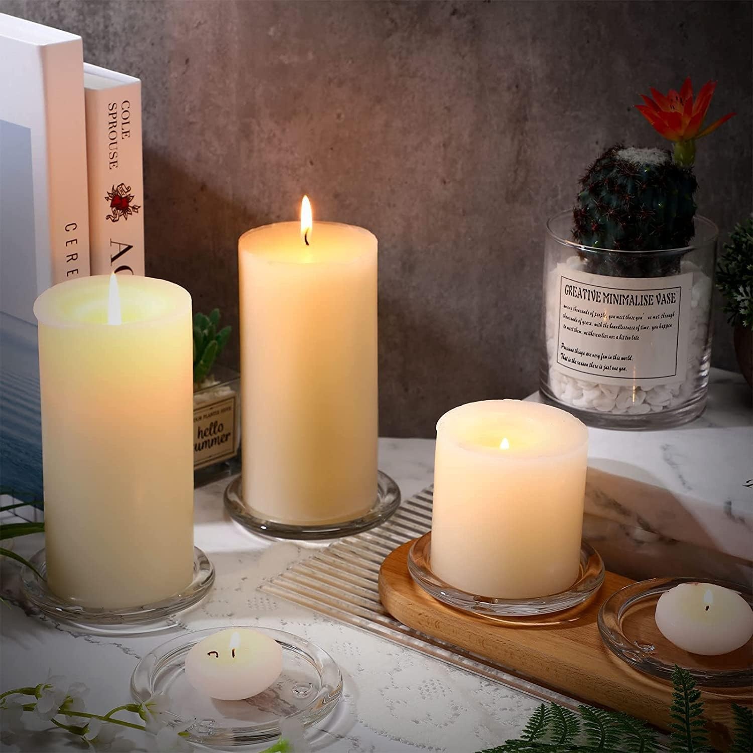 Transparante onderzetters, glazen voor kaarsen (16 stuks), kaarsenhouder, stompkaarsen, ideaal voor spa-decoraties, bruiloften, feesten, woondecoratie, tafeldecoratie en geschenken