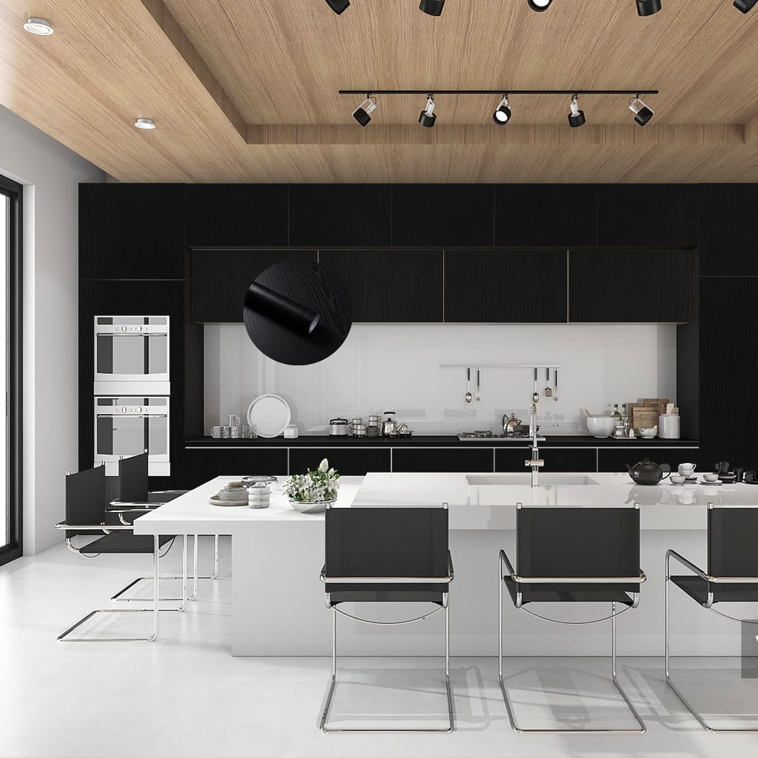 Houtlook Vinyl Folie Zwart (60x600cm) - 55% Korting