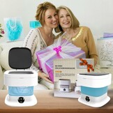 Campingwasmachine, 12 l, 2 kg, 2 in 1, opvouwbare reiswasmachine, dieptereiniging van ondergoed, babykleding, sokken, handdoeken, draagbare wasmachine voor hotel, woningen, camper, blauw