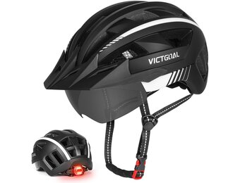 MTB Fietshelm Heren met Vizier & LED (36% Korting)