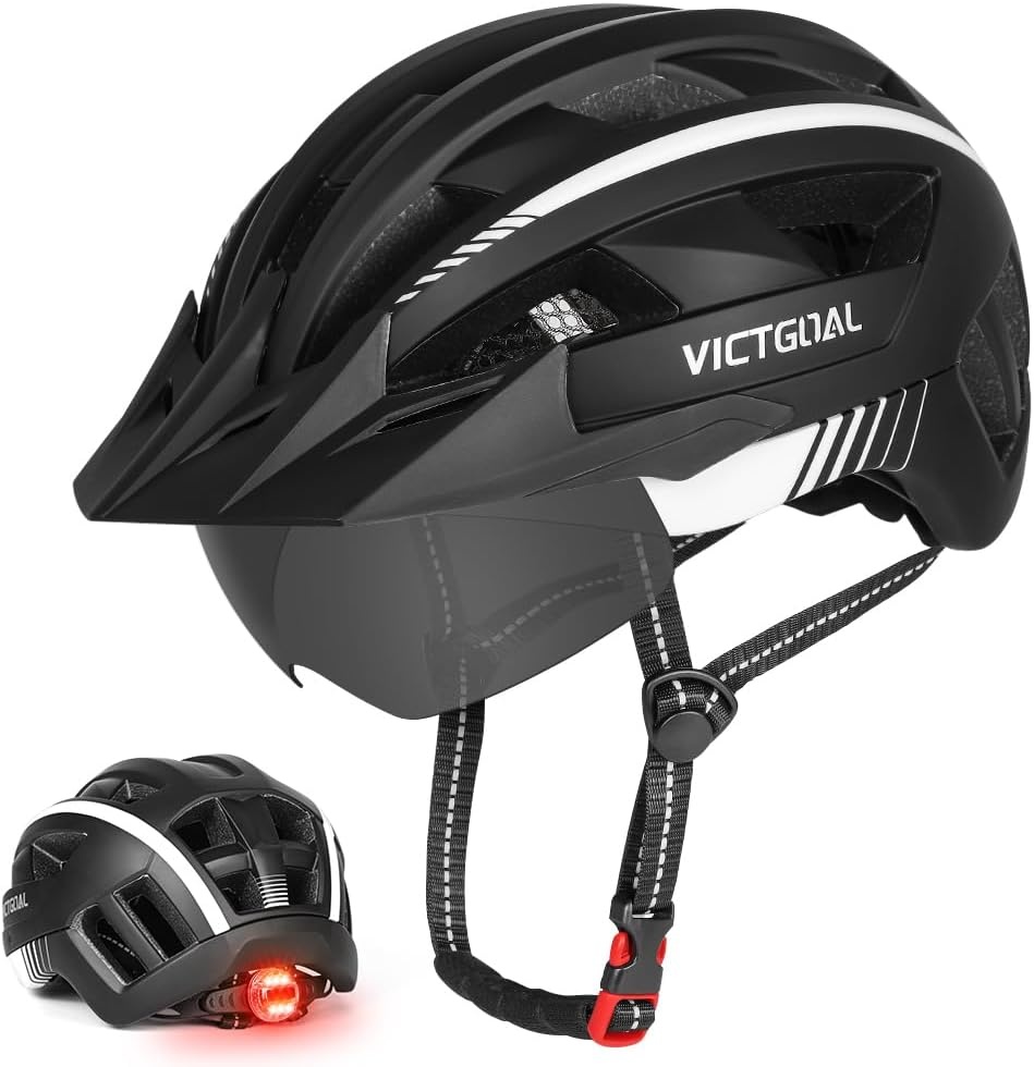 MTB Fietshelm Heren met Vizier & LED (36% Korting)