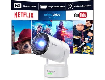 Mini Beamer met Batterij - 1080P, WiFi, 270° Rotatie - 34% Korting!