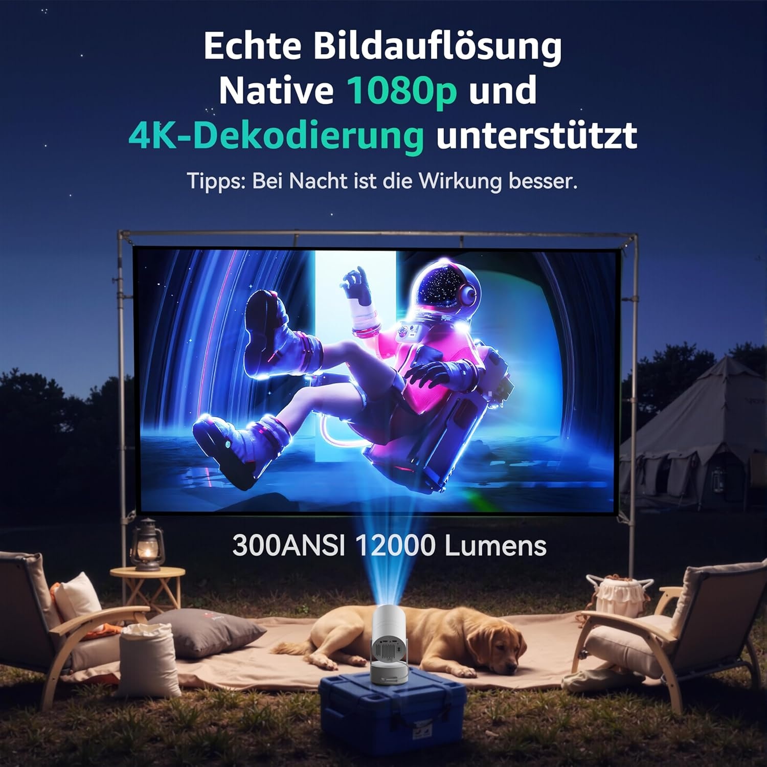 Mini Beamer met Batterij - 1080P, WiFi, 270° Rotatie - 34% Korting!