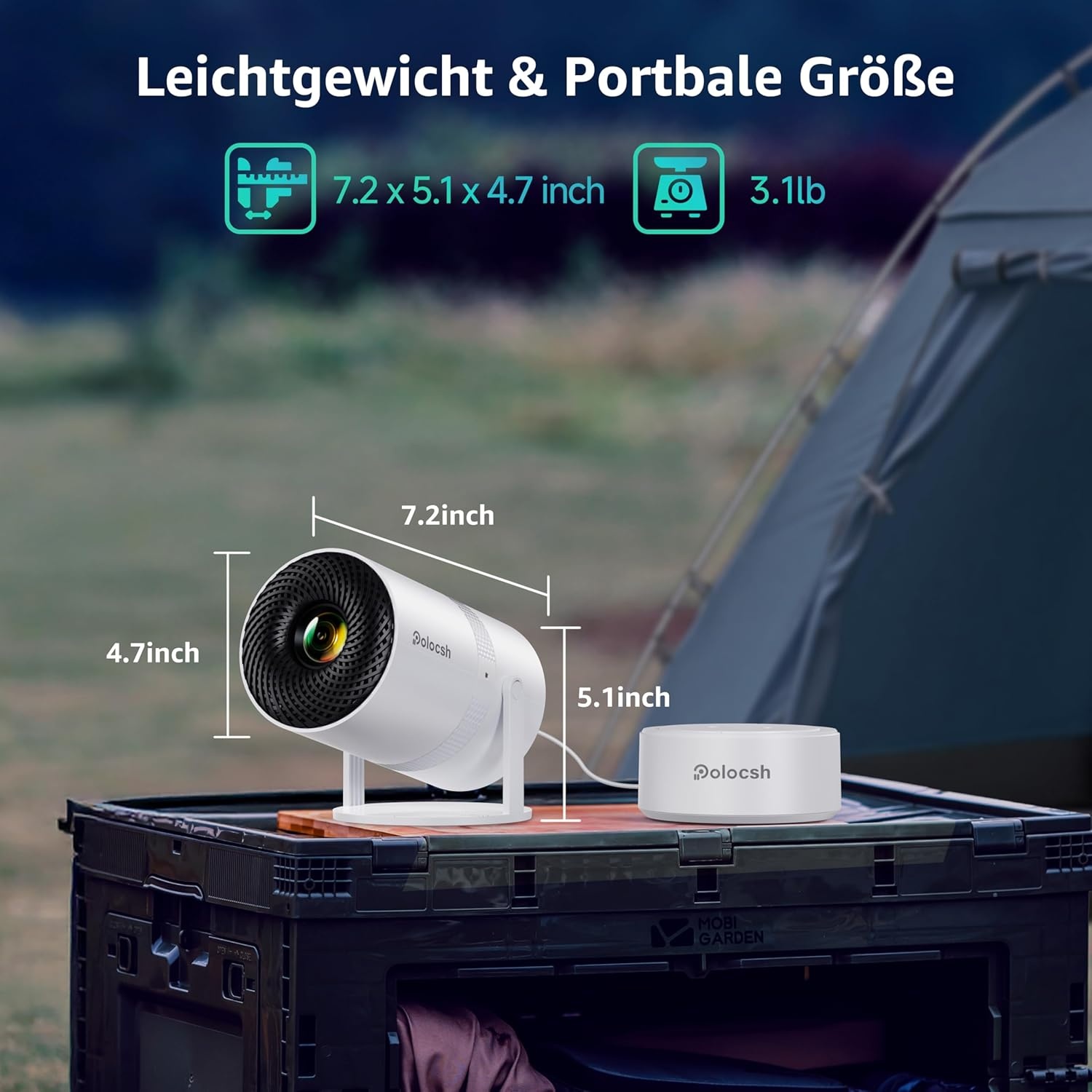 Mini Beamer met Batterij - 1080P, WiFi, 270° Rotatie - 34% Korting!