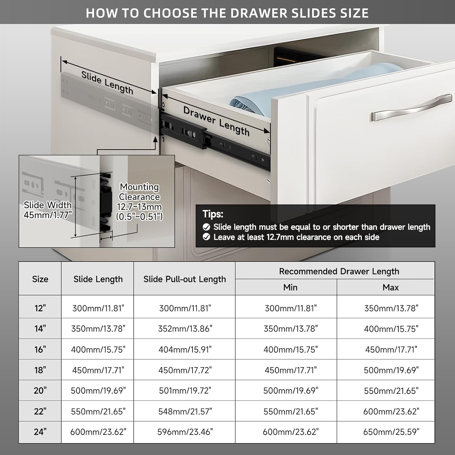 Soft Close Ladegeleiders Zwart 350mm (45kg) - 34% Korting!