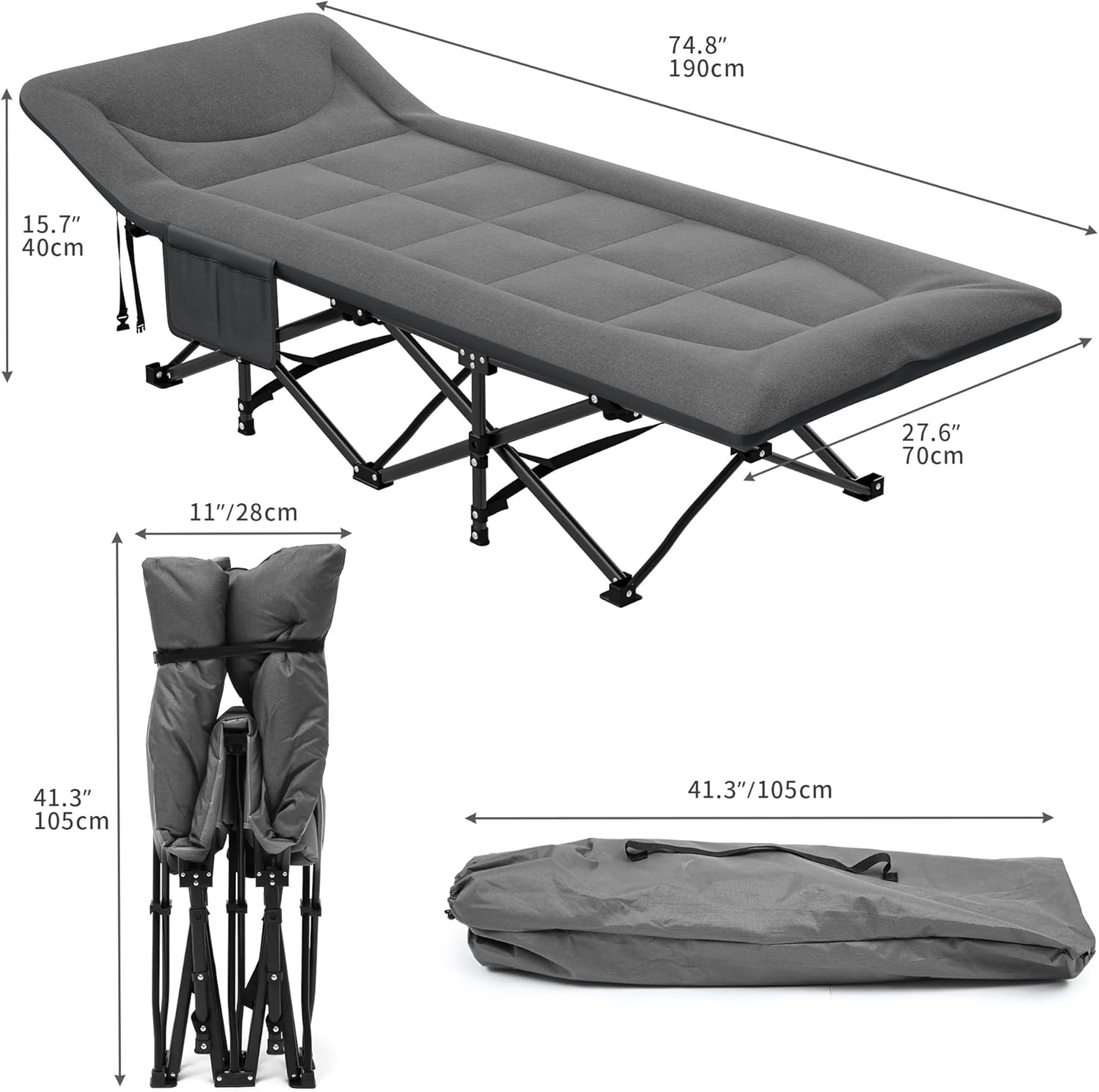 Opvouwbaar Campingbed 260kg met Kussen & Tas - 29% Korting