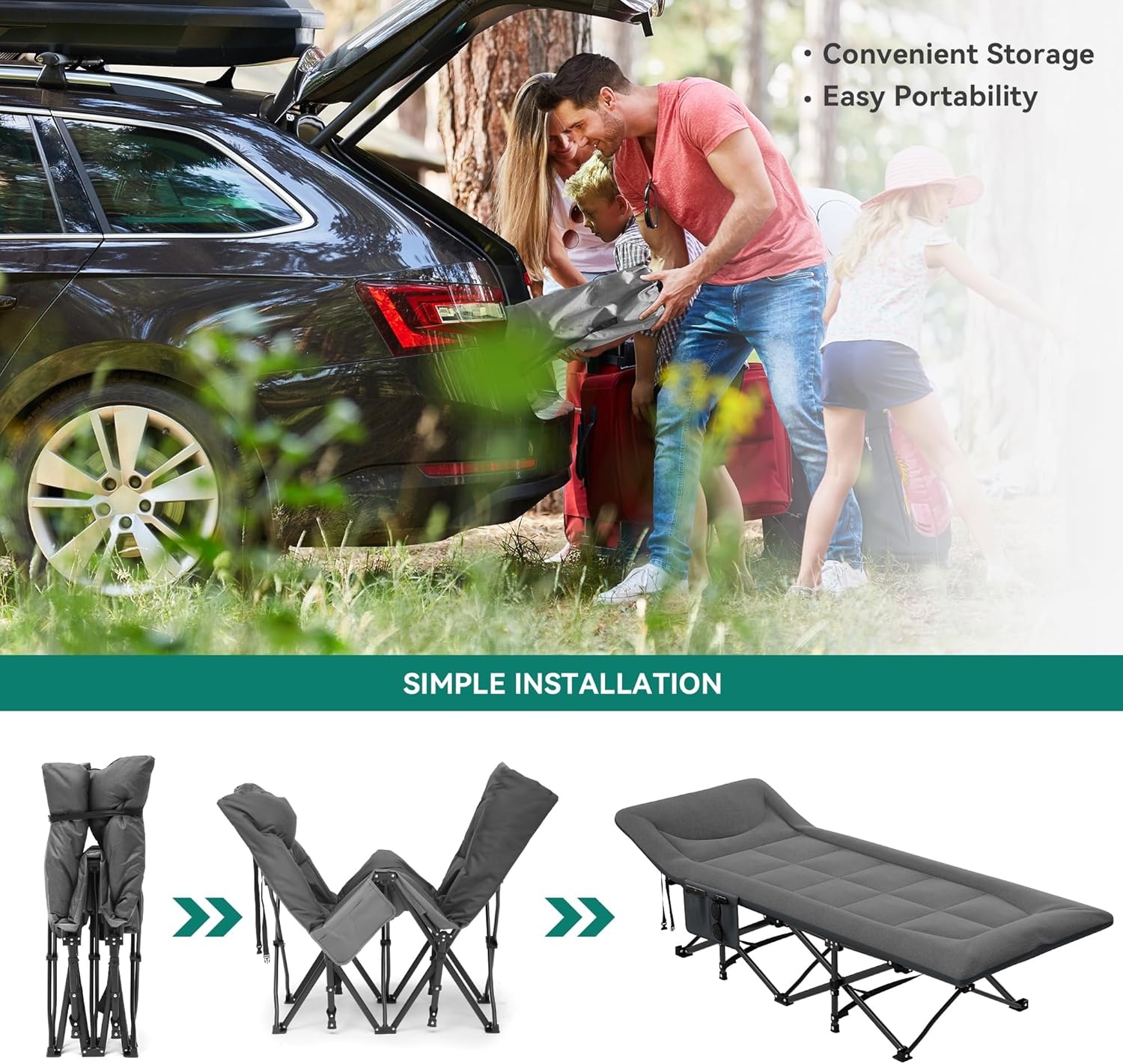 Opvouwbaar Campingbed 260kg met Kussen & Tas - 29% Korting