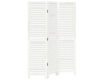 vidaXL Kamerscherm 3 Panel Massief Paulowniahout Wit - 34% Korting