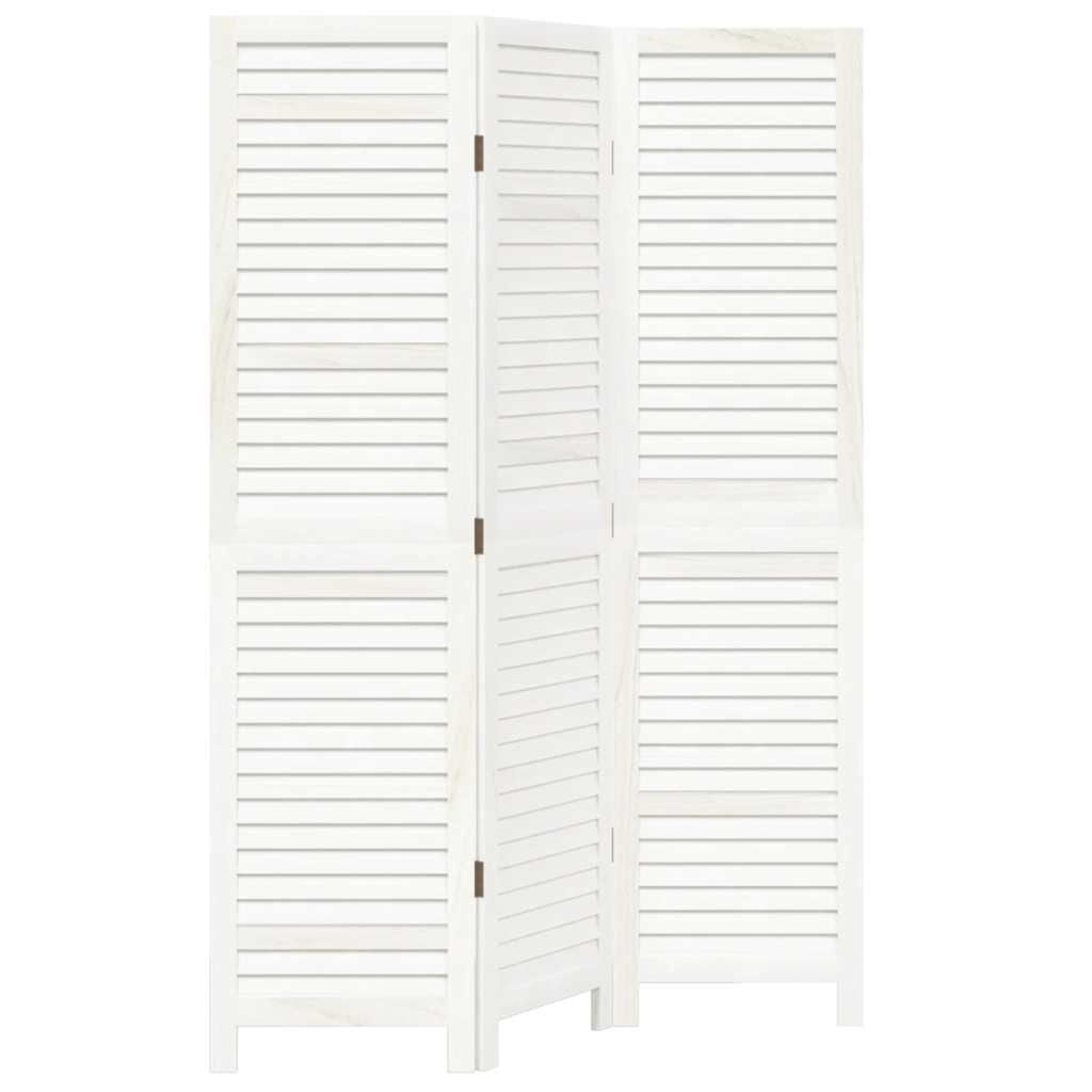 vidaXL Kamerscherm 3 Panel Massief Paulowniahout Wit - 34% Korting