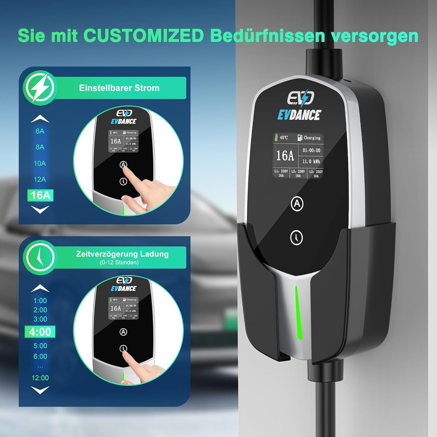 Mobiele Wallbox 11kW (3-fase) - 7.8m Type 2 Kabel - 30% Korting!