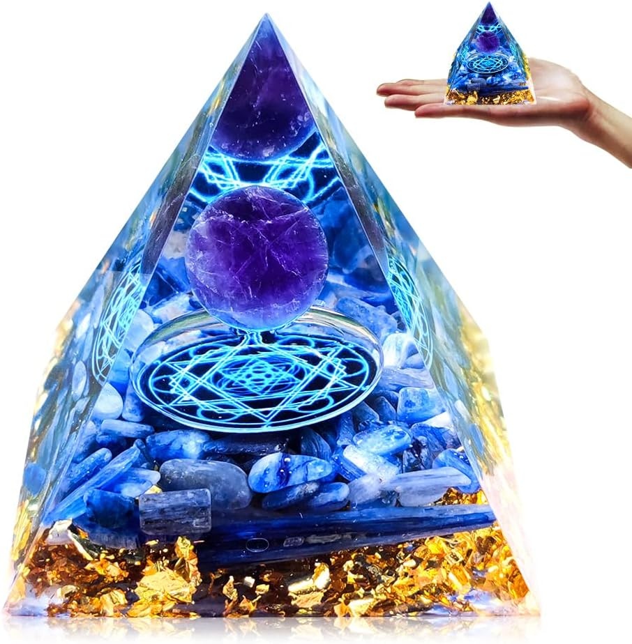 Orgonite Piramide met Blauwe Kristallen Bol - 38% Korting!