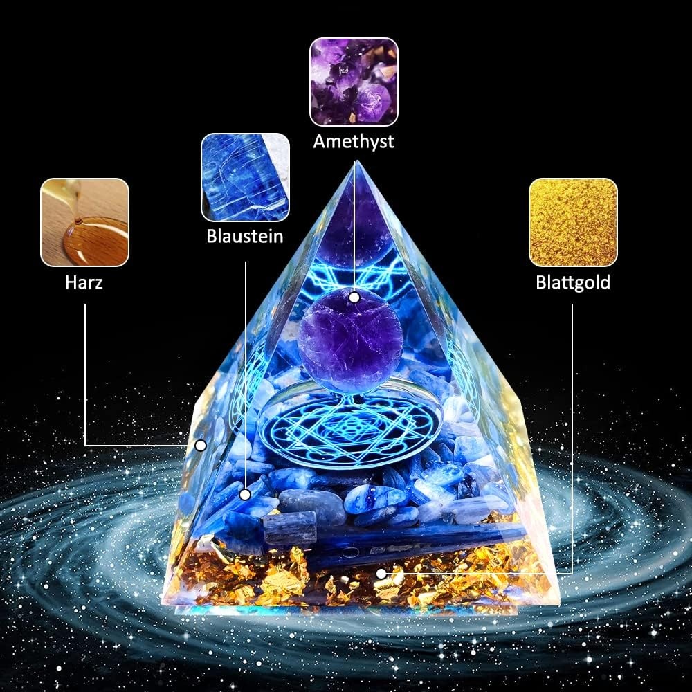 Orgonite Piramide met Blauwe Kristallen Bol - 38% Korting!