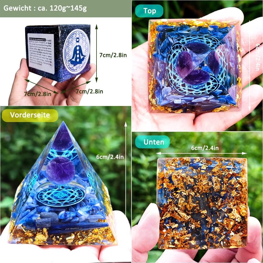 Orgonite Piramide met Blauwe Kristallen Bol - 38% Korting!
