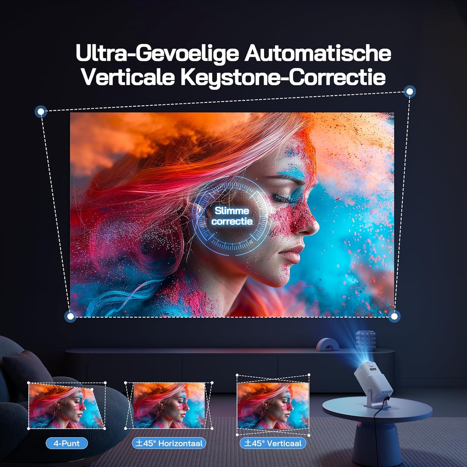 Mini Beamer Full HD 1080P Android Smart met Wifi 6 & Bluetooth - 34% Korting