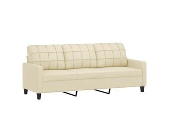 vidaXL Driezitsbank Crème Kunstleer - 35% Korting!