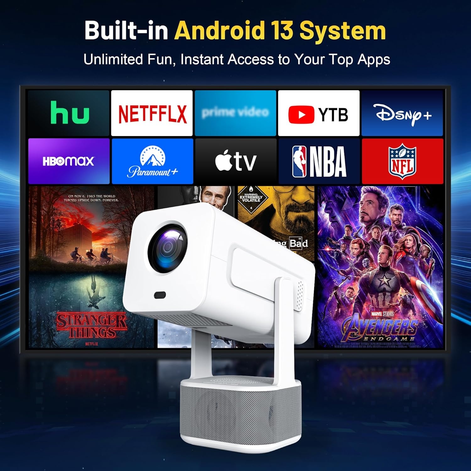 4K Full HD Projector met WiFi 6 & Android 13 - 29% Korting!