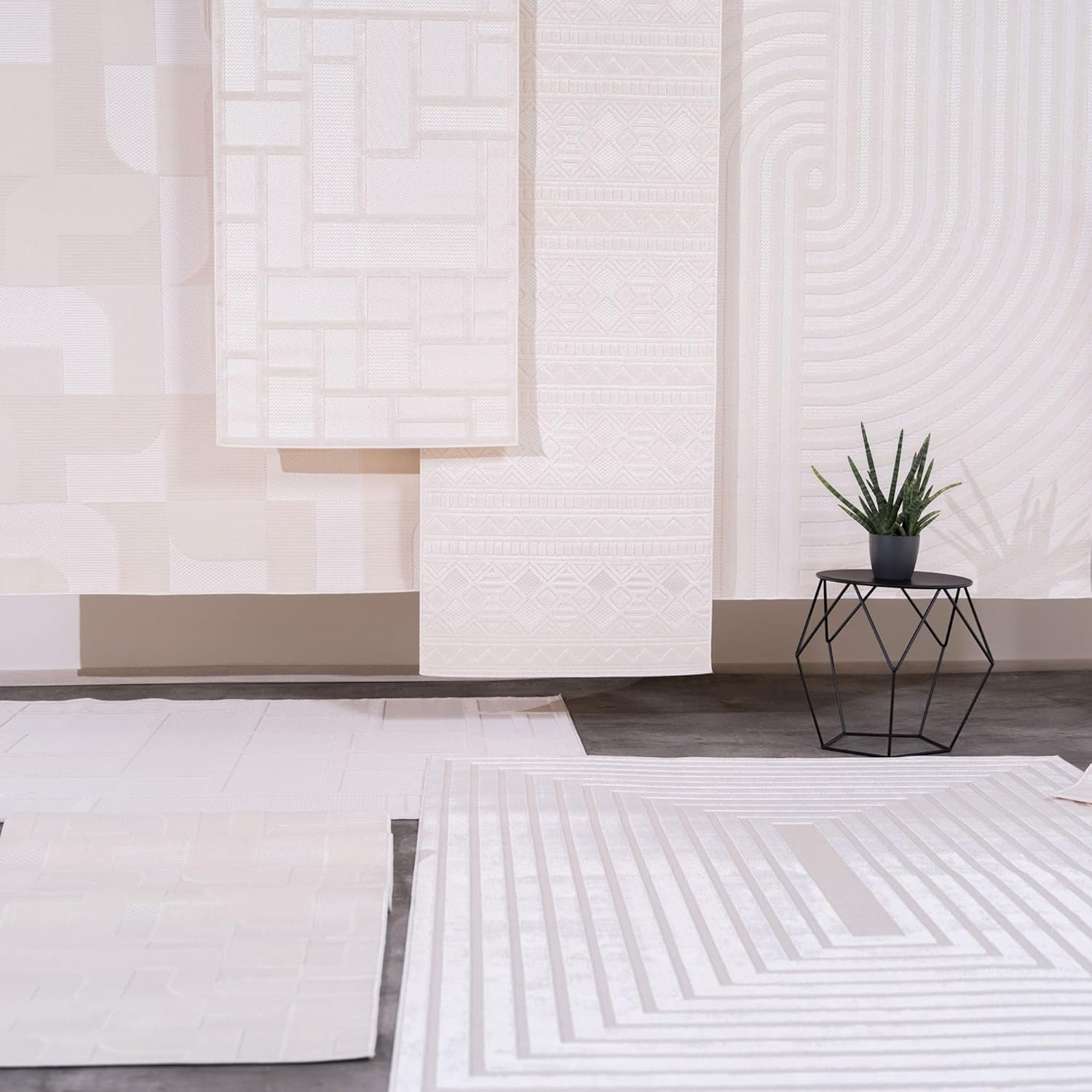 Vloerkleed Crème 120x170cm - Weerbestendig Labyrint Boho Design (47% Korting!)