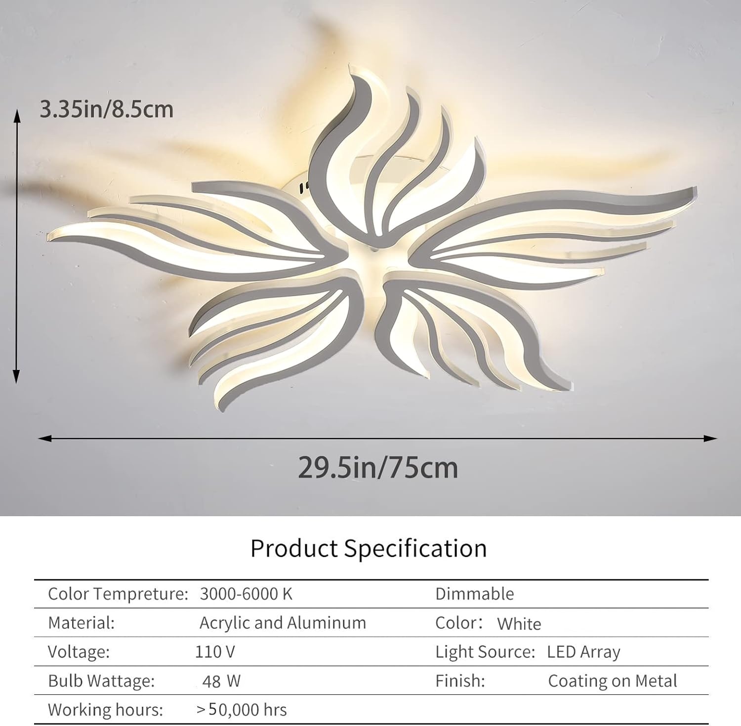 LED Plafondlamp Bloem 75cm Dimbare 48W - 29% Korting